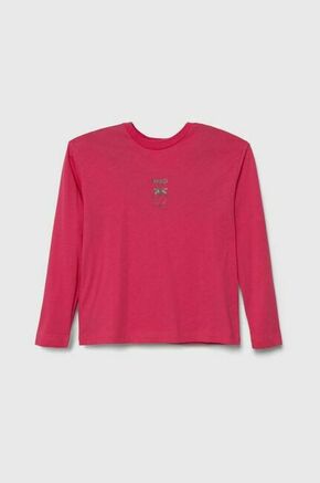 Otroška bombažna majica z dolgimi rokavi Pinko Up vijolična barva - roza. Otroške Majica z dolgimi rokavi iz kolekcije Pinko Up. Model izdelan iz pletenine s potiskom.