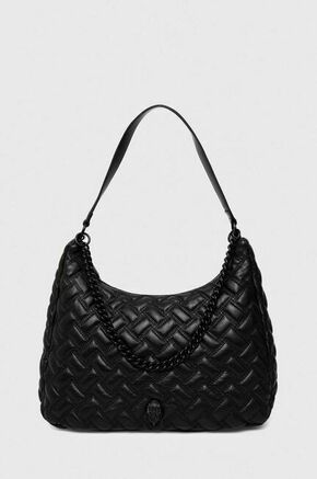 Usnjena torbica Kurt Geiger London črna barva - črna. Velika nakupovalna torbica iz kolekcije Kurt Geiger London. Model na zapenjanje