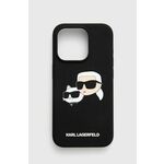 Etui za telefon Karl Lagerfeld iPhone 15 Pro 6.1 črna barva, KLHMP15LSKCHPPLK - črna. Etui za telefon iz kolekcije Karl Lagerfeld. Model izdelan iz sintetičnega materiala.