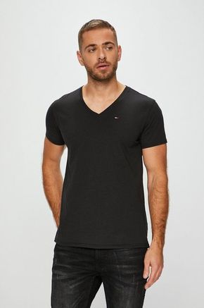 Tommy Jeans t-shirt - črna. T-shirt iz kolekcije Tommy Jeans. Model izdelan iz enobarvne pletenine.