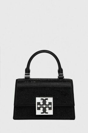 Torbica Tory Burch črna barva - črna. Majhna torbica iz kolekcije Tory Burch. Model na zapenjanje