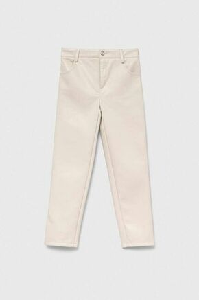 Otroške hlače Guess bež barva - bež. Otroški hlače iz kolekcije Guess. Model izdelan iz imitacija usnja. Model iz tkanine