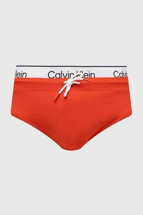 Kopalne hlače Calvin Klein rdeča barva - rdeča. Kopalke iz kolekcije Calvin Klein. Model izdelan iz gladke