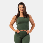 Nebbia Organic Cotton Ribbed Tank Top Dark Green S Fitnes majica