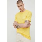 Bombažen t-shirt HUF rumena barva - rumena. Lahek T-shirt iz kolekcije HUF. Model izdelan iz tanke, elastične pletenine.