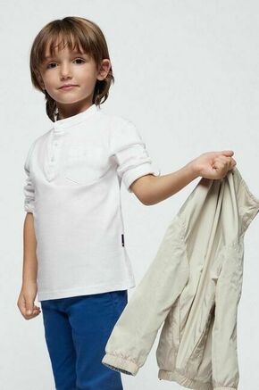 Otroška dolga majica Mayoral bela barva - bela. Otroške Majica z dolgimi rokavi iz kolekcije Mayoral. Model izdelan iz tanke