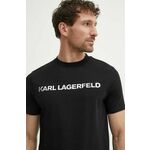 Kratka majica Karl Lagerfeld moška, črna barva, 542221.755053 - črna. Kratka majica iz kolekcije Karl Lagerfeld, izdelana iz pletenine s potiskom. Model iz zračne tkanine z visoko vsebnostjo bombaža.
