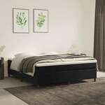 Greatstore Box spring postelja z vzmetnico črna 180x200 cm žamet