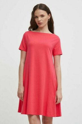 Obleka United Colors of Benetton roza barva - roza. Obleka iz kolekcije United Colors of Benetton. Model izdelan iz enobarvne pletenine. Model iz zračne tkanine z visoko vsebnostjo bombaža.