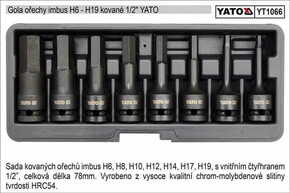 YATO Set šesterokotnih vtičnic iz 8 kosov kovanih H6-H19 Yato
