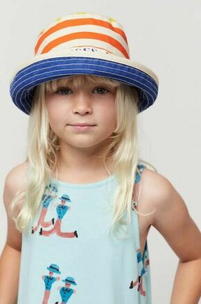 Obojestranska bombažna otroška kapa Bobo Choses - modra. Otroške klobuk iz kolekcije Bobo Choses. Model z ozkim robom
