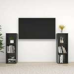 Greatstore TV omarice 2 kosa visok sijaj sive 107x35x37 cm iverna plošča
