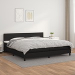 Greatstore Box spring postelja z vzmetnico črna 200x200 cm umetno usnje