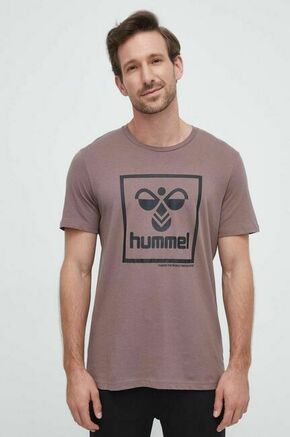 Bombažna kratka majica Hummel rjava barva - rjava. Lahkotna kratka majica iz kolekcije Hummel