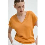 Pulover Morgan MFIRENZ ženski, oranžna barva, MFIRENZ - oranžna. Pulover iz kolekcije Morgan. Model izdelan iz vzorčaste pletenine. Model iz izjemno udobne tkanine z visoko vsebnostjo viskoze.