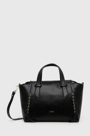 Torbica Liu Jo črna barva - črna. Srednje velika nakupovalna torbica iz kolekcije Liu Jo. Model na zapenjanje