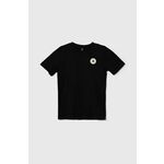 Otroška bombažna kratka majica Converse črna barva - črna. Otroške kratka majica iz kolekcije Converse, izdelana iz tanke, elastične pletenine. Model iz zračne bombažne tkanine.