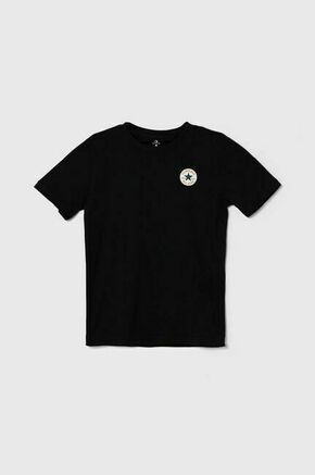 Otroška bombažna kratka majica Converse črna barva - črna. Otroške kratka majica iz kolekcije Converse