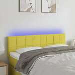 Greatstore LED posteljno vzglavje zeleno 144x5x78/88 cm blago