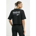 Bombažna kratka majica Reebok ženska, črna barva, 100075953 - črna. Kratka majica iz kolekcije Reebok, izdelana iz tanke, elastične pletenine. Model iz izjemno udobne bombažne tkanine.