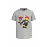 Otroška bombažna kratka majica Lego City siva barva - siva. Otroška lahkotna kratka majica iz kolekcije Lego. Model izdelan iz tanke, elastične pletenine.
