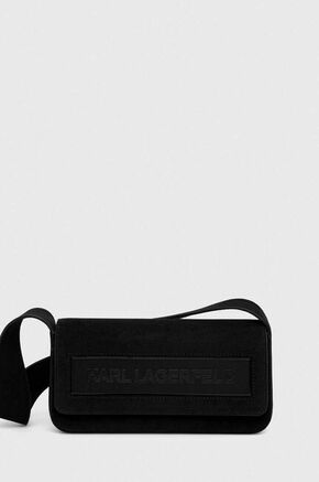 Torbica iz semiša Karl Lagerfeld ICON K MD FLAP SHB SUEDE črna barva - črna. Majhna torbica iz kolekcije Karl Lagerfeld. Model na zapenjanje