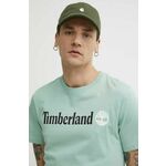 Bombažna kratka majica Timberland moška, zelena barva, TB0A5UPQEW01 - zelena. Kratka majica iz kolekcije Timberland, izdelana iz tanke, elastične pletenine. Model iz izjemno udobne bombažne tkanine, ki je zračna.