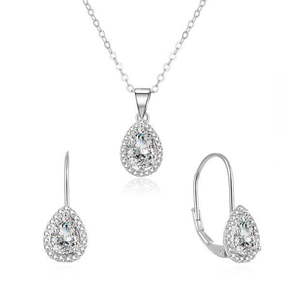 Beneto Bleščeč srebrni komplet nakita s cirkoni AGSET194R (ogrlica