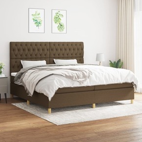Box spring postelja z vzmetnico temno rjav 200x200 cm blago - vidaXL - Rjava - 93