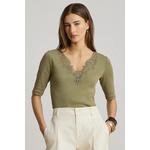 Lauren Ralph Lauren kratka majica ženska bombažna z elastanom zelena 200P13912