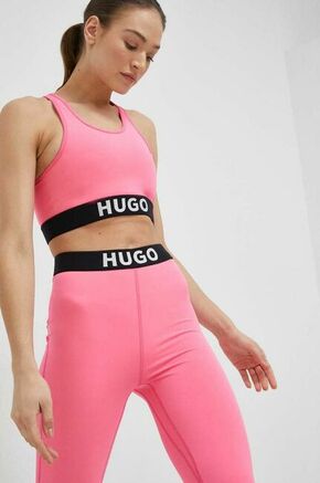 Športni modrček HUGO roza barva - roza. Modrček s športnega krojem iz kolekcije HUGO. Model izdelan iz enobarvnega materiala. Tanek