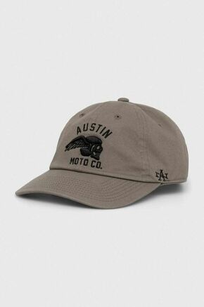 Bombažna bejzbolska kapa American Needle Austin Moto siva barva - siva. Kapa s šiltom vrste baseball iz kolekcije American Needle. Model izdelan iz tkanine z nalepko.