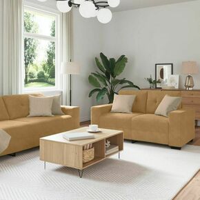 Vidaxl Kavčna garnitura z blazino 3 pcs Rjava 221 x 78 x 80 cm Žamet