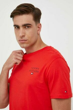 Bombažna kratka majica Tommy Hilfiger oranžna barva - rdeča. Majica s kratkimi rokavi iz kolekcije Tommy Hilfiger