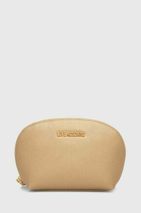 Kozmetična torbica Love Moschino zlata barva - zlata. Majhna kozmetična torbica iz kolekcije Love Moschino. Model izdelan iz ekološkega usnja.