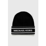 Kapa Michael Kors črna barva, - črna. Kapa iz kolekcije Michael Kors. Model izdelan iz vzorčaste pletenine.