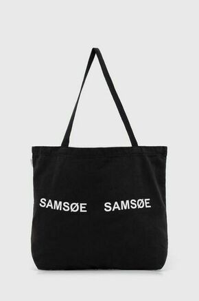 Torbica Samsoe Samsoe črna barva - črna. Velika nakupovalna torbica iz kolekcije Samsoe Samsoe. Model brez zapenjanja