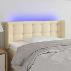 Greatstore LED posteljno vzglavje krem 83x16x78/88 cm blago