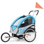 vidaXL 2-v-1 Otroška kolesarska prikolica in voziček moder in siv