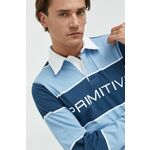 Bombažna majica z dolgimi rokavi Primitive - modra. Majica z dolgimi rokavi iz kolekcije Primitive. Model izdelan iz tanke, rahlo elastične pletenine.