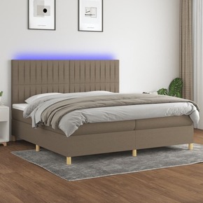 Box spring postelja z vzmetnico LED taupe 200x200 cm blago - vidaXL - taupe - 92