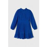 Otroška obleka Tommy Hilfiger - modra. Obleka iz kolekcije Tommy Hilfiger. Model izdelan iz vzorčaste tkanine. Izrazita, bleščeča tkanina s kovinsko nitjo.