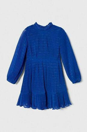 Otroška obleka Tommy Hilfiger - modra. Obleka iz kolekcije Tommy Hilfiger. Model izdelan iz vzorčaste tkanine. Izrazita