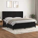 Box spring postelja z vzmetnico črna 200x200 cm žamet - vidaXL - črna - 95,83 - 200 x 200 cm - vidaXL