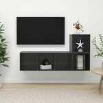 Greatstore Komplet TV omaric 2-delni visok sijaj siva iverna plošča
