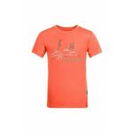 Otroška kratka majica Jack Wolfskin OUT AND ABOUTIDS oranžna barva - oranžna. Otroška kratka majica iz kolekcije Jack Wolfskin. Model izdelan iz tanke, rahlo elastične pletenine.