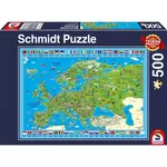 WEBHIDDENBRAND SCHMIDT Puzzle Ilustrirani zemljevid Evrope 500 kosov