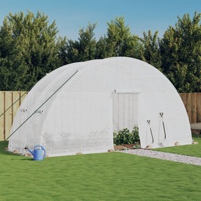 Vidaxl Rastlinjak z jeklenim ogrodjem bel 12 m² 6x2x2
