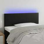 Greatstore LED posteljno vzglavje črno 80x5x78/88 cm umetno usnje