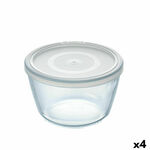 NEW Okrogla Posoda za Malico s Pokrovom Pyrex Cook &amp; Freeze 1,1 L 15 x 15 x 10 cm Prozorno Silikon Steklo (4 kosov)
